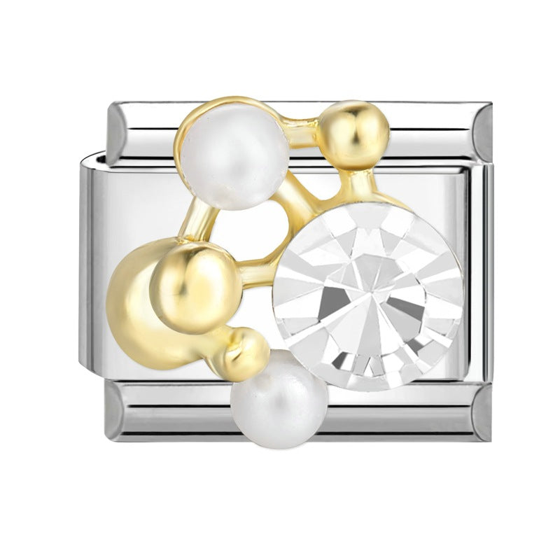 Wholesale Italian Charm Bracelet 9mm DIY Splicing Removable Stainless Steel Diamond Patch Composable Bracelet