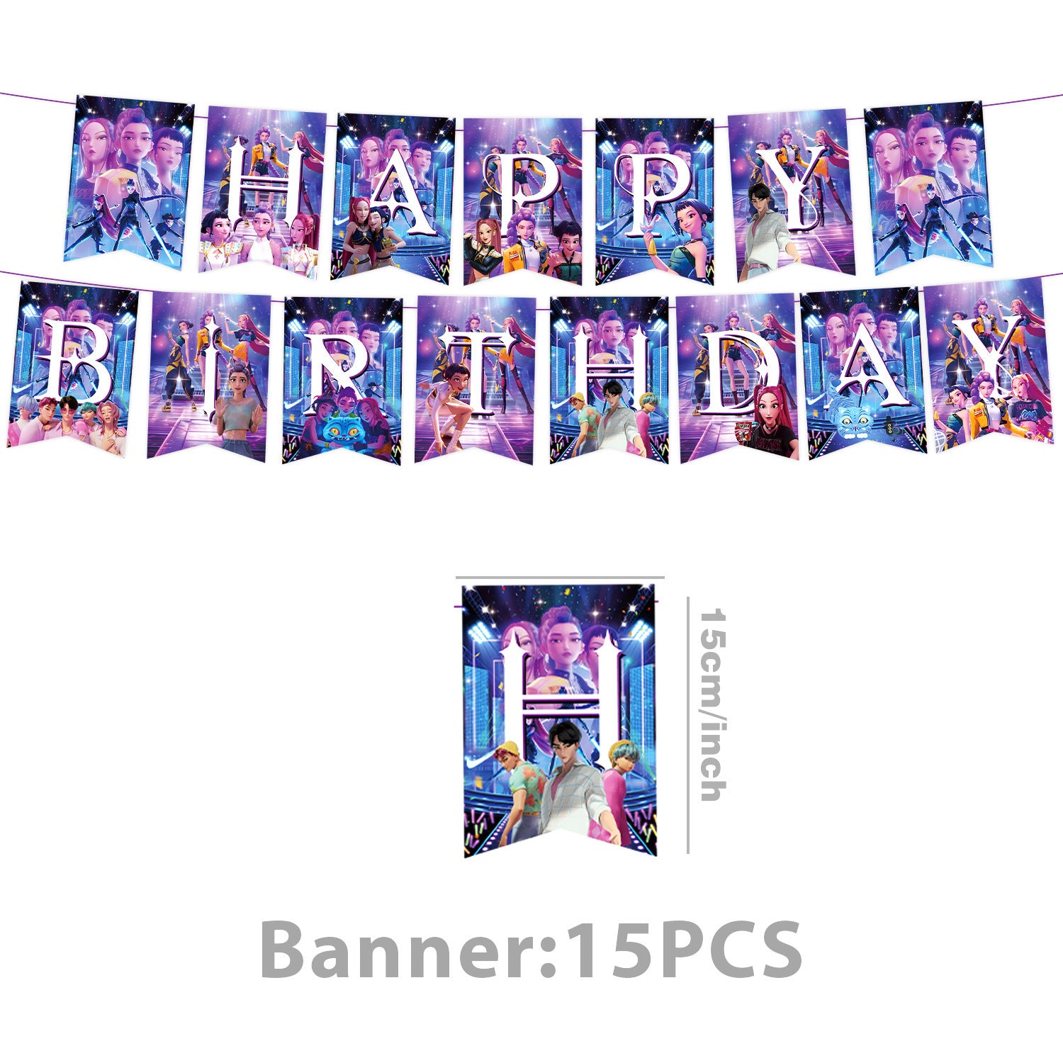 Wholesale Theme Birthday Party Tableware Supplies Pull Flag Banner kpop