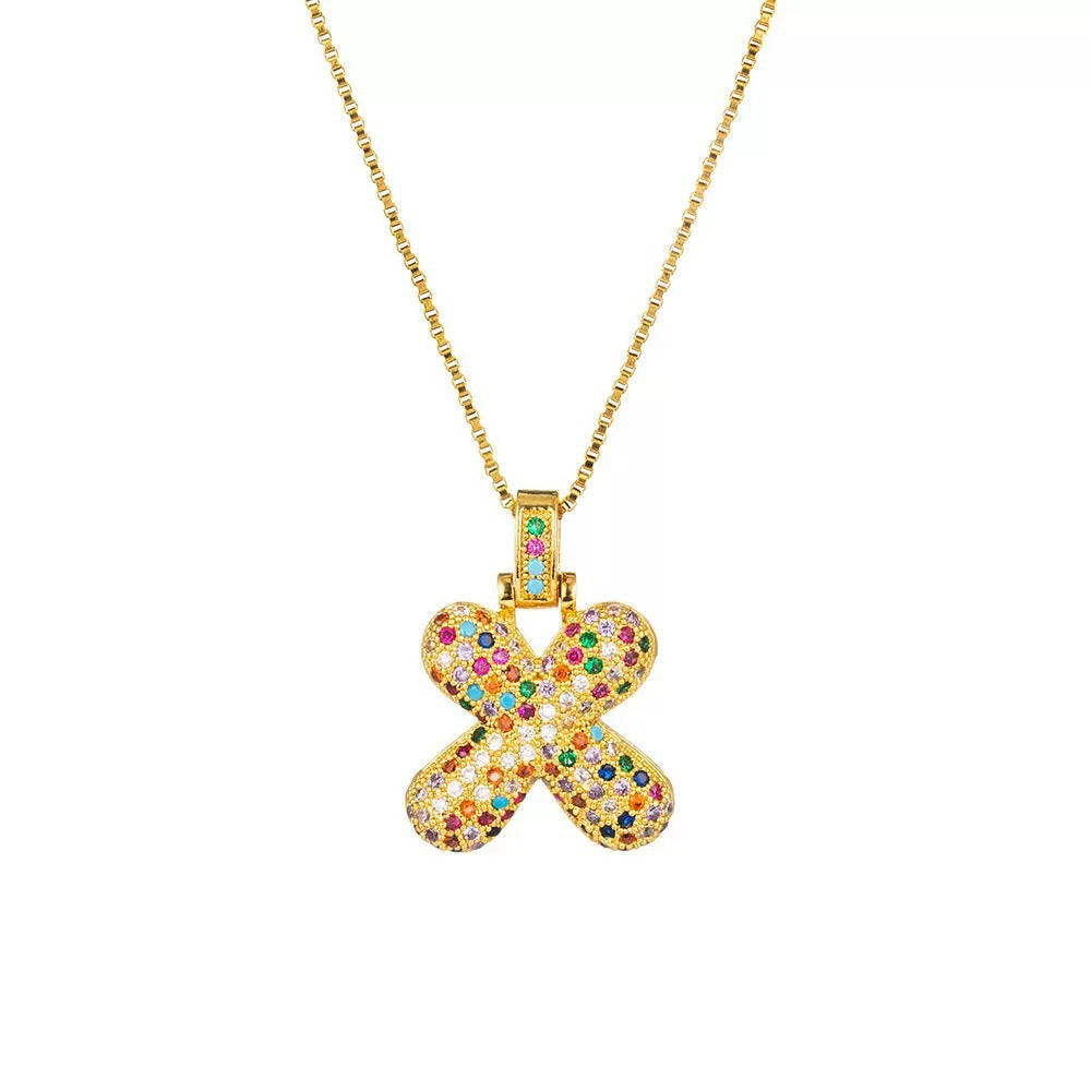 Wholesale Hip-Hop 26 Letter Pendant Set,  Gold Plated Copper Diamond-Set,  Chic Jewelry Gift