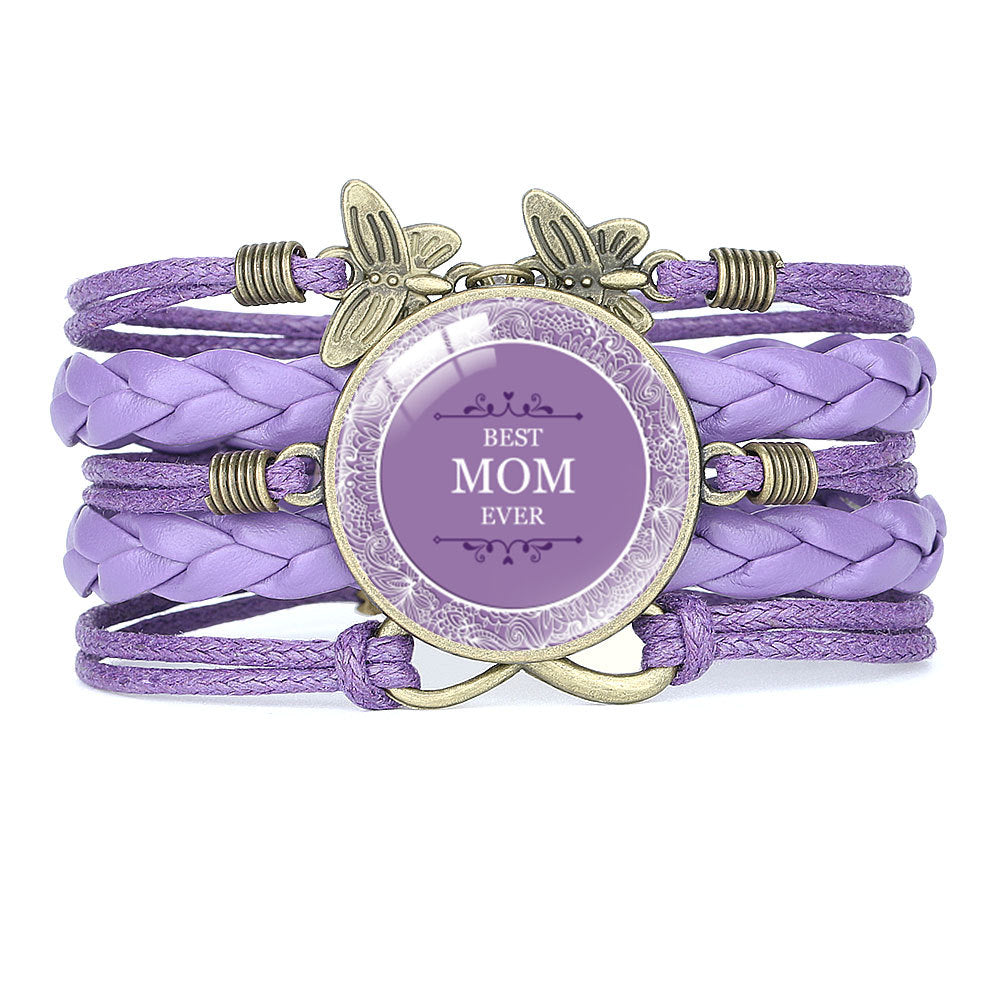 Wholesale Letter mom multi-layer braided leather bracelet
