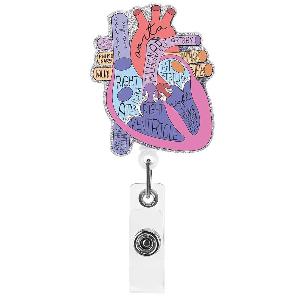 Wholesale Glitter Brain and Lung Human Organs Acrylic Retractable Clip Badge Keychain