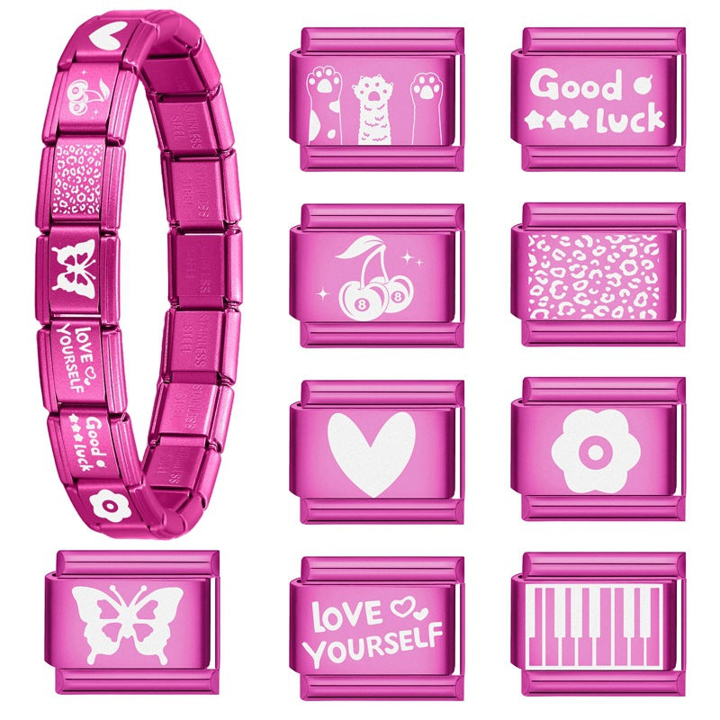 Wholesale Italian Charm Bracelet 9mm DIY Splicing Pitaya Red Stainless Steel Composable Bracelet