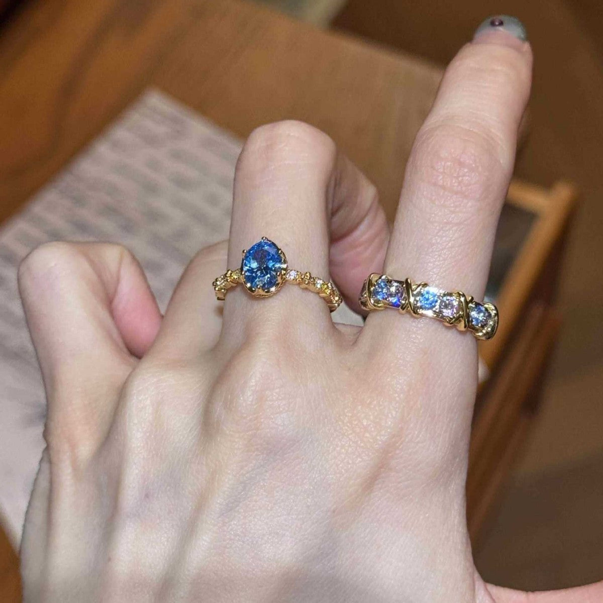 Wholesale Blue Zircon Cross Shaped Ring,  Trendy Fashion Accessory for Everyday Wear