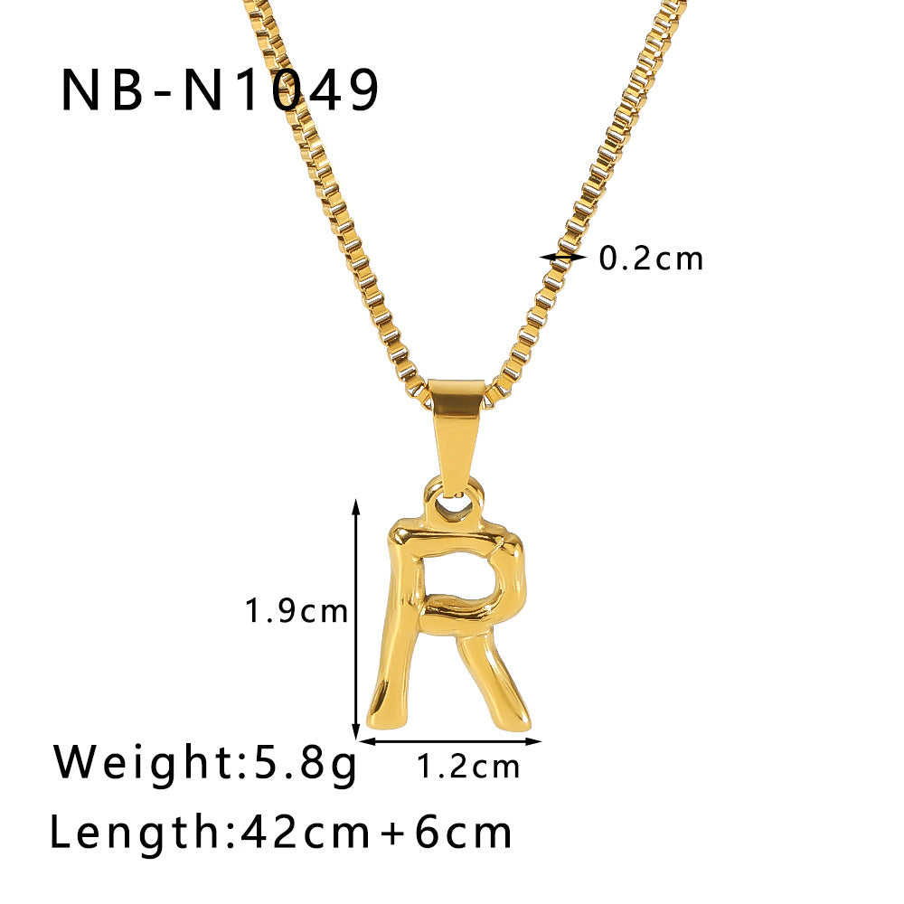 Großhandel geometrische geometrische Titan -Stahl mit 18 Karat Gold Fashion Metall Letter Halskette ausgestattet