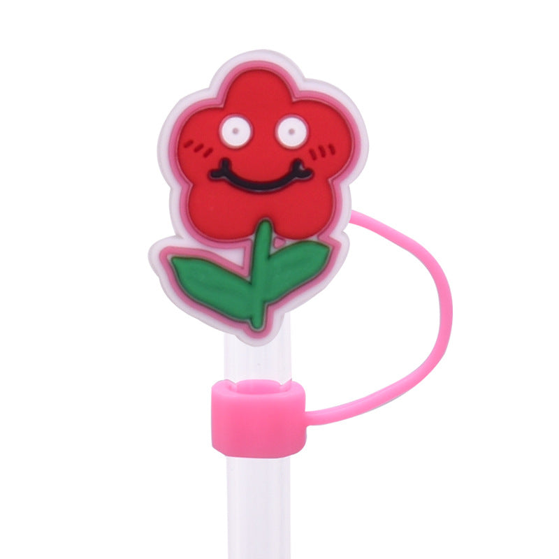 Wholesale Random 100pcs Cute Cartoon Dessert Straw Cover 10MM Straw Tube Cap