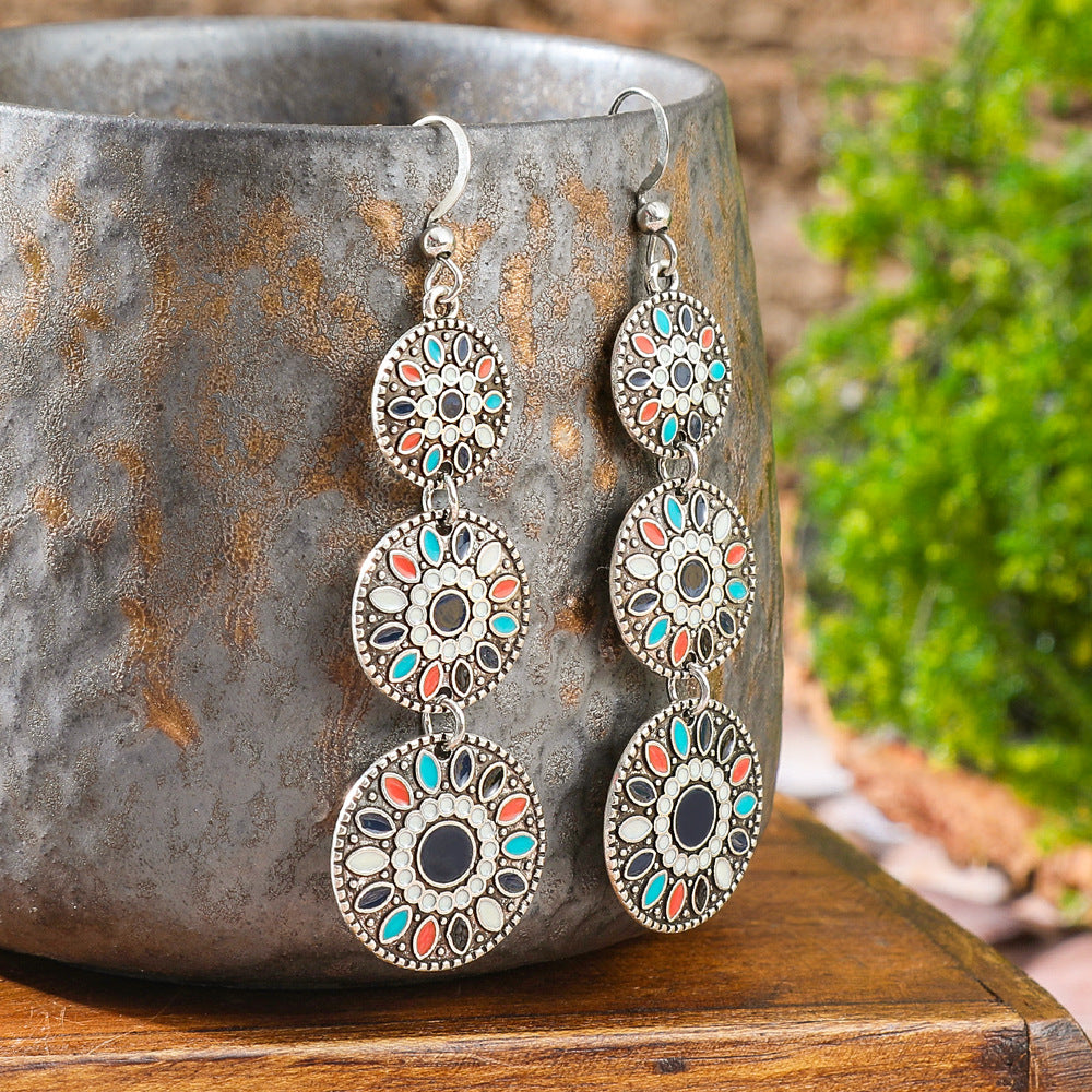 Wholesale Ethnic Style Colorful Oil Drop Long Earrings - Fashion Accessory for Party Wear