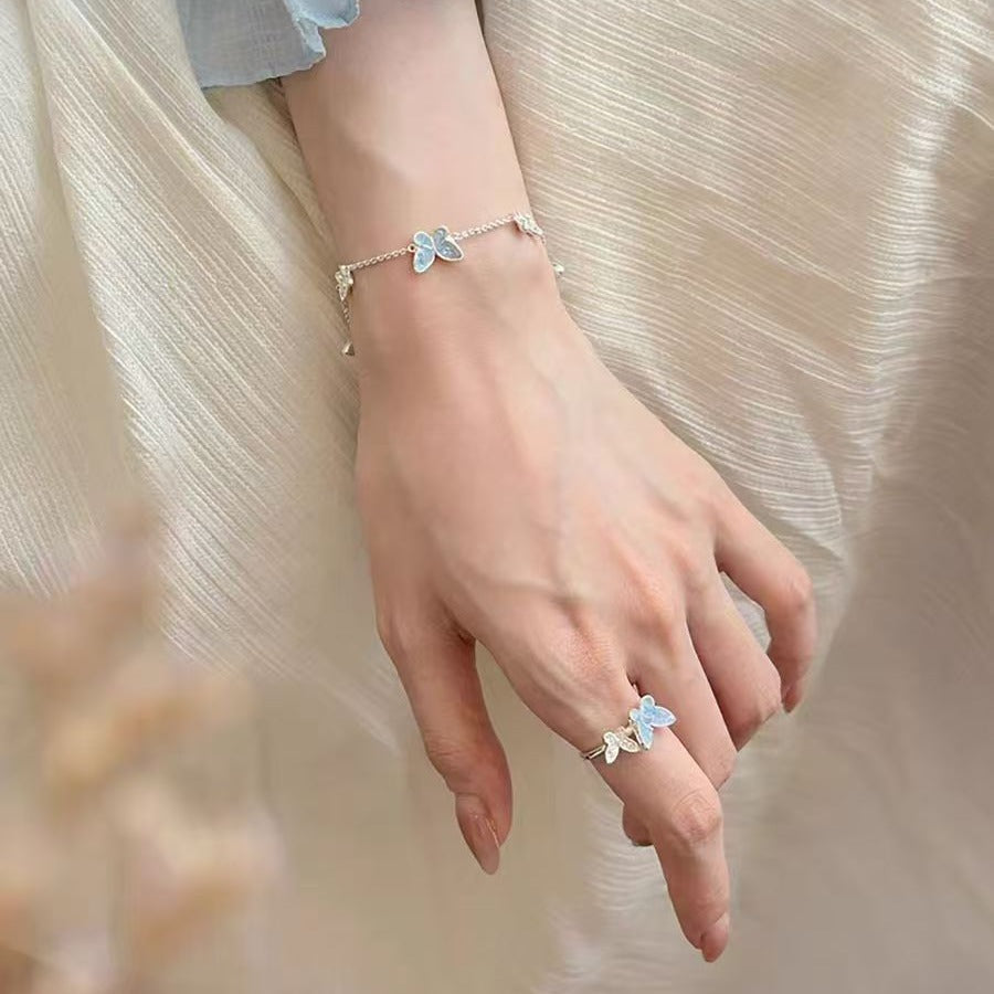 Wholesale light luxury kyanite butterfly diamond earrings bracelet necklace