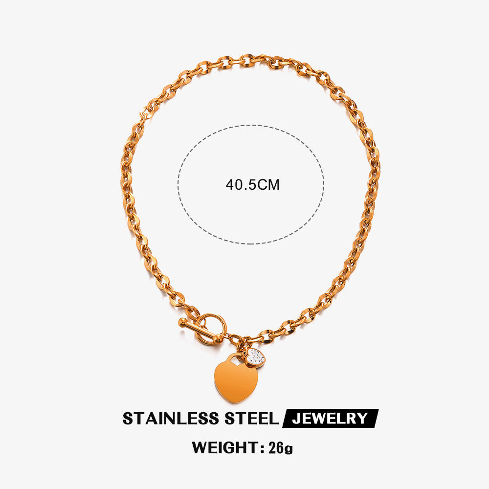 Wholesale stainless steel simple heart jewelry bracelet necklaces set