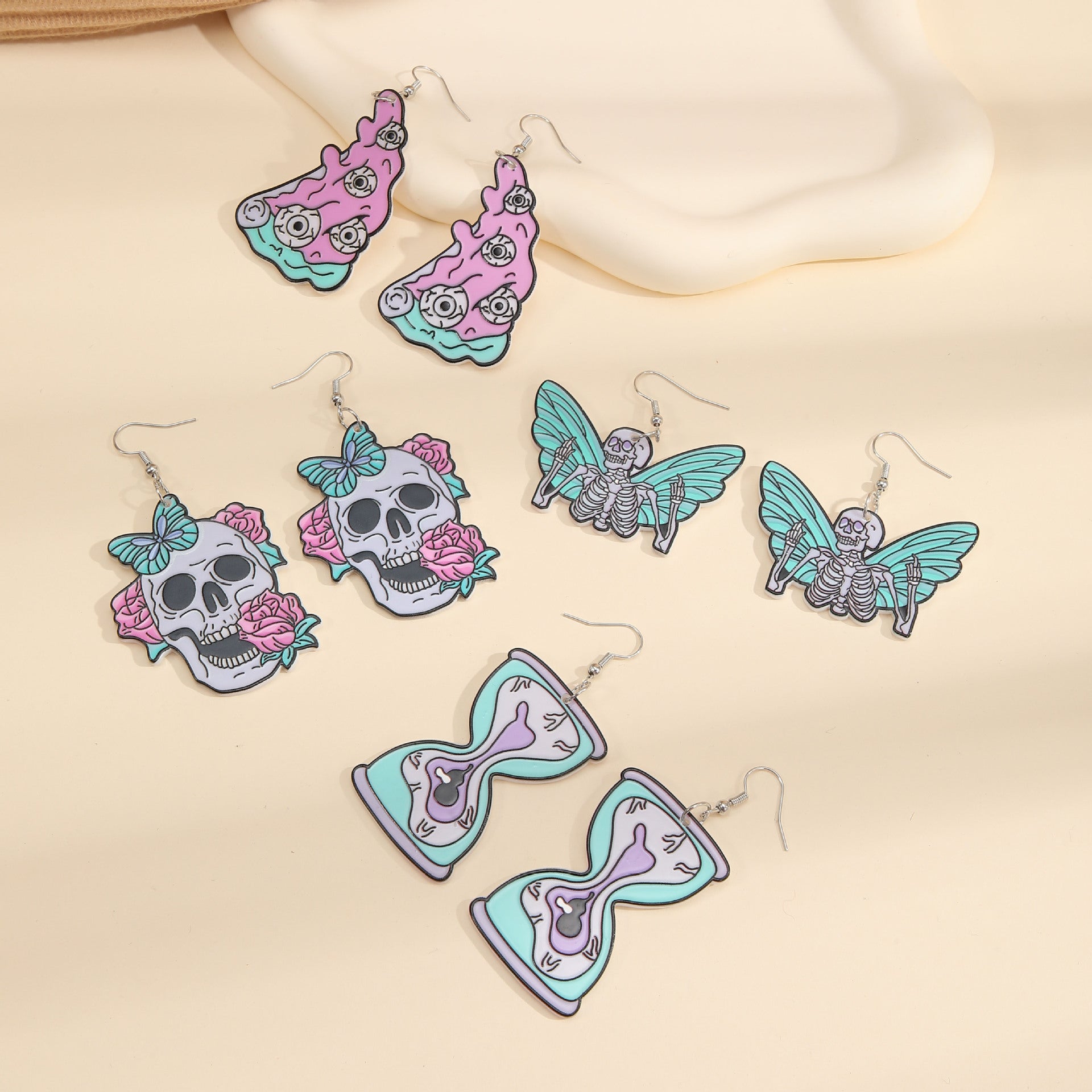 Wholesale Halloween Dark Skull Purple Earrings Acrylic Earrings ACC-ES-Jiay005