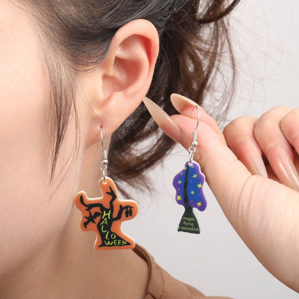 Wholesale acrylic earrings Halloween ghost skull pumpkin earrings