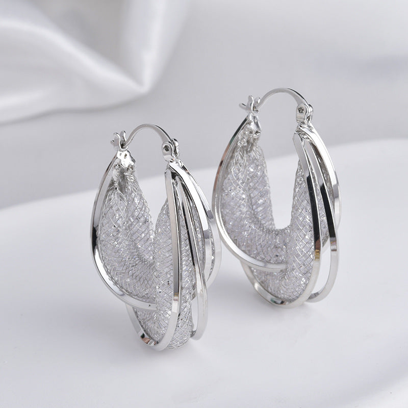Wholesale  Light Luxury High-end Super Flash Crystal Ear Buckle Earrings
