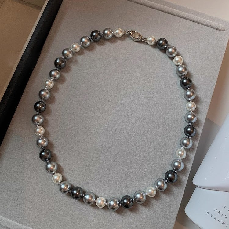 Wholesale Stainless steel Black Mixed Color Pearl Necklace
