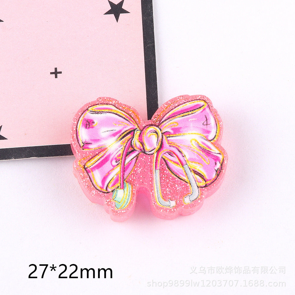 Wholesale 5pcs Acrylic Bow Straight Hole Cartoon Beads