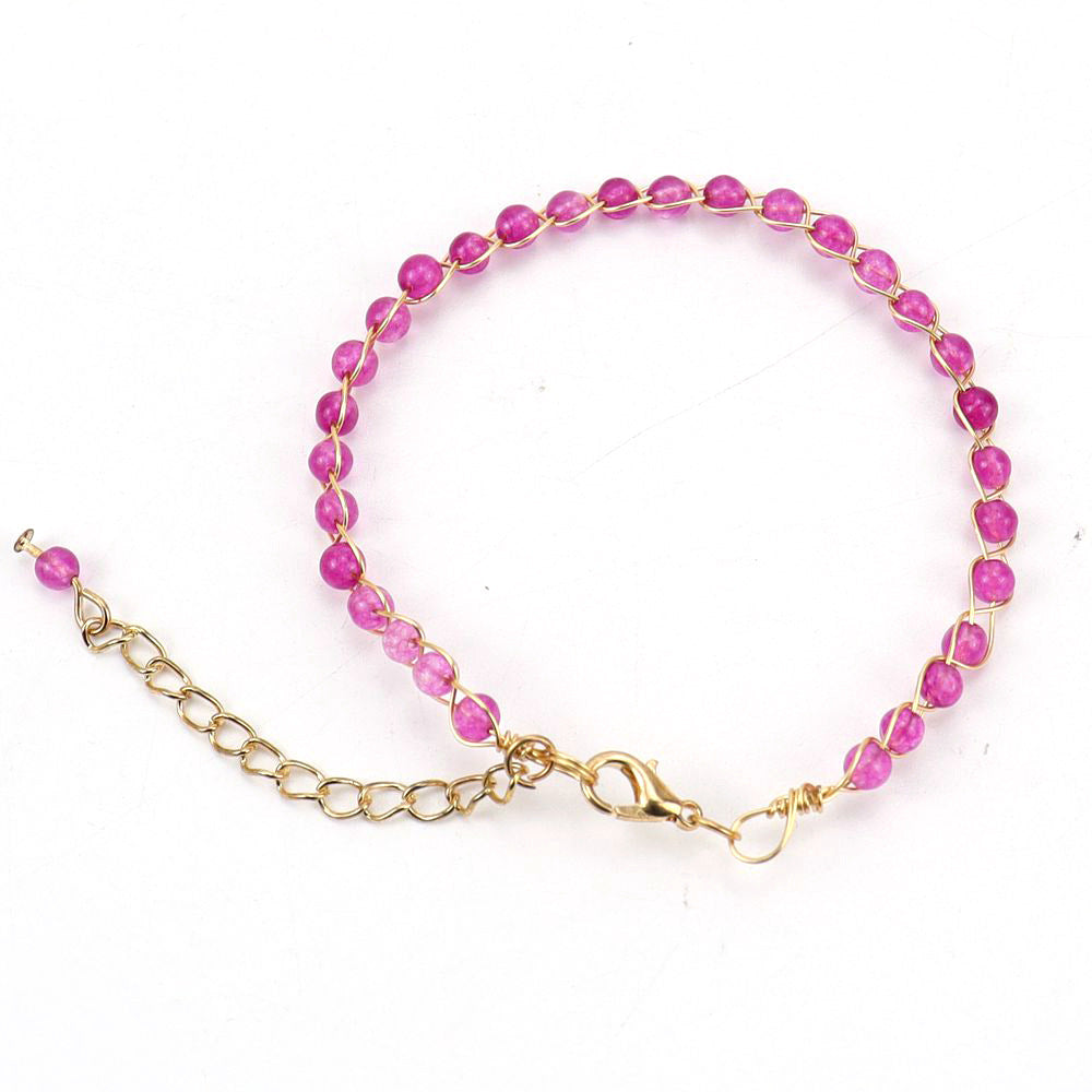 Wholesale Handmade Gold Wrapped Red Agate Crystal Bracelet Fashion Jewelry Accessory for Women Gift