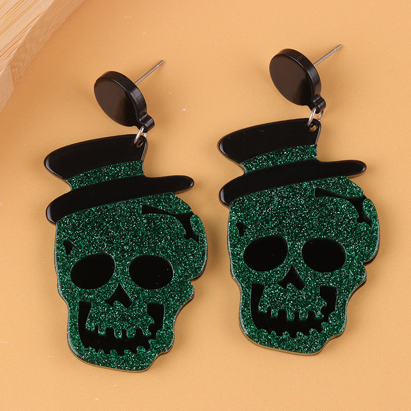 Wholesale    Color Skull Acrylic Earrings