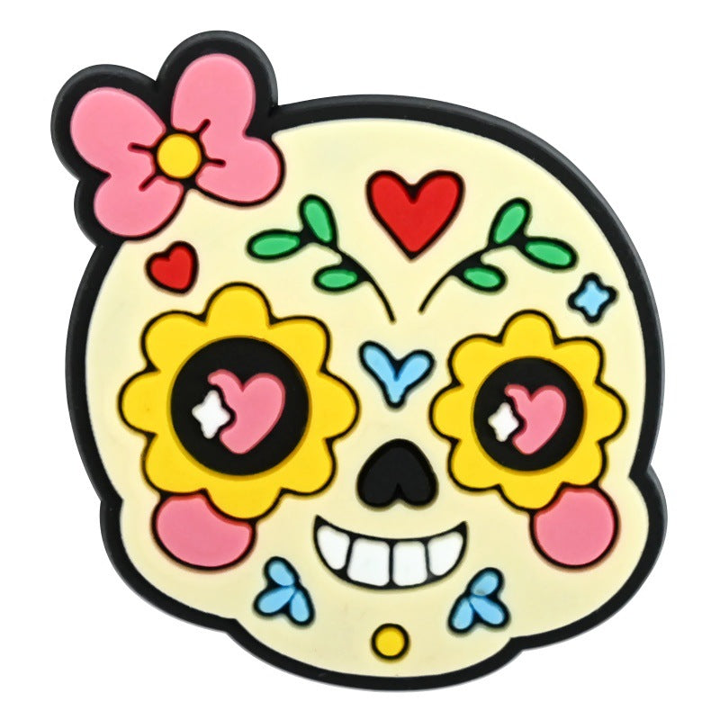 Wholesale Random 100pcs Day of the Dead  PVC Soft Rubber Shoe Buckle Decoration