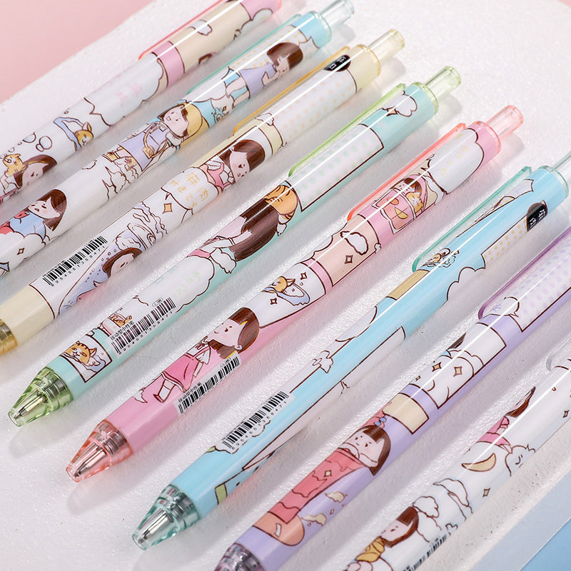 Wholesale Press Gel Pen Sesame Ball Girl Black Pen ACC-PN-XinTuo002