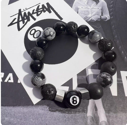 Wholesale Obsidian Cross Bracelet L Black Eight Billiards Bracelet