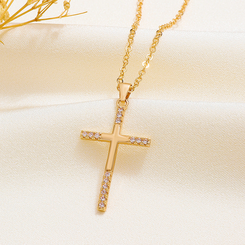 Wholesale Zircon Virgin Cross Necklace ACC-NE-MY004