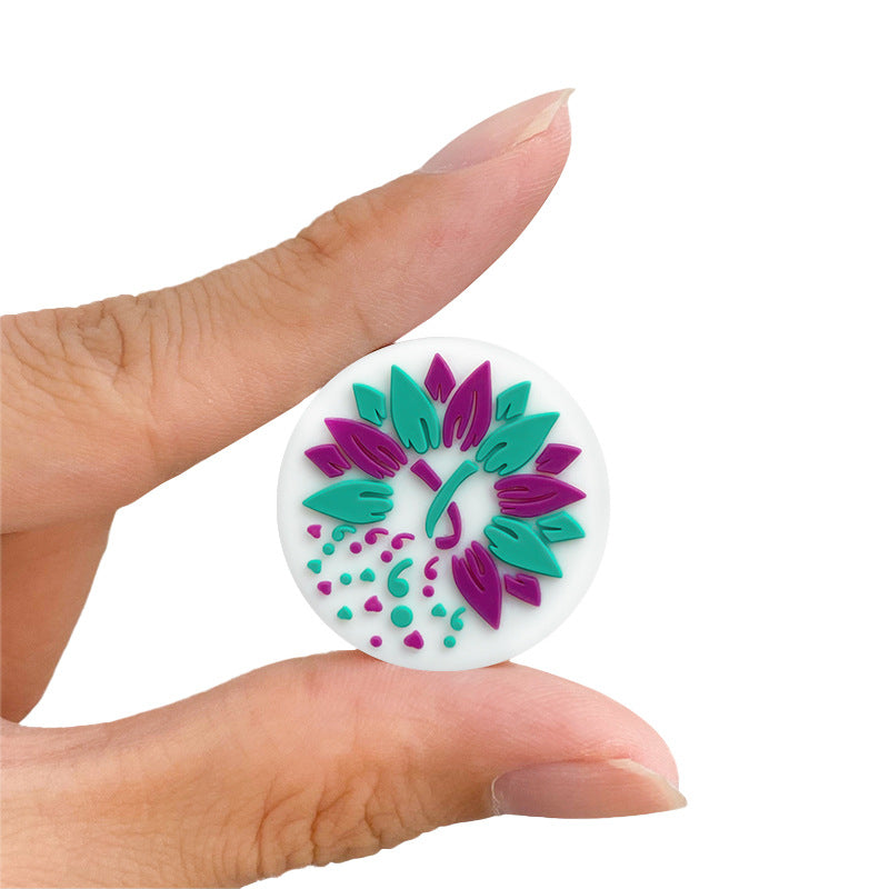 Wholesale of 10PCS Cartoon Blue Purple Flower Food Grade Silicone Beads ACC-BDS-WDX032