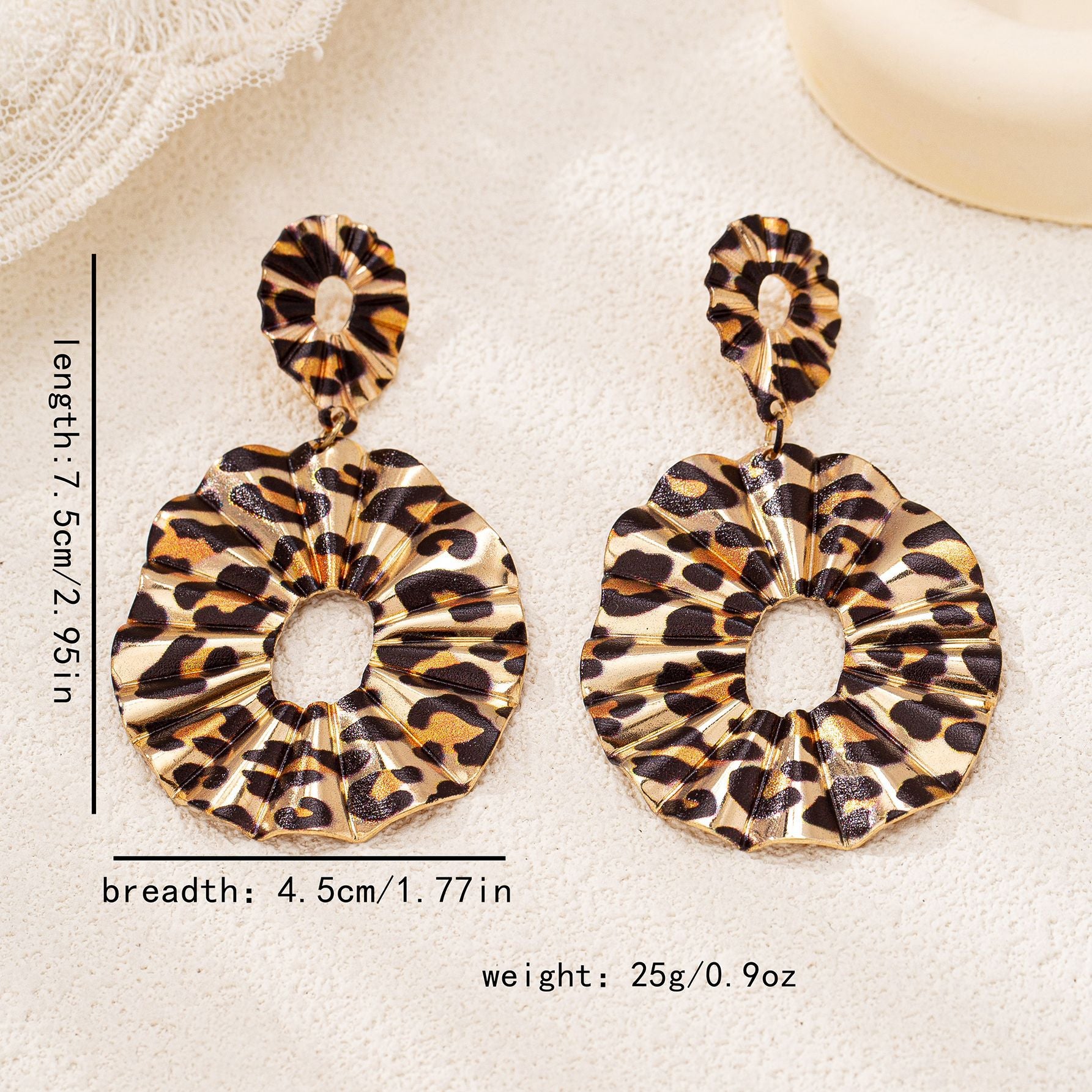 Wholesale Hollow Exaggerated Leopard Pleated Earrings