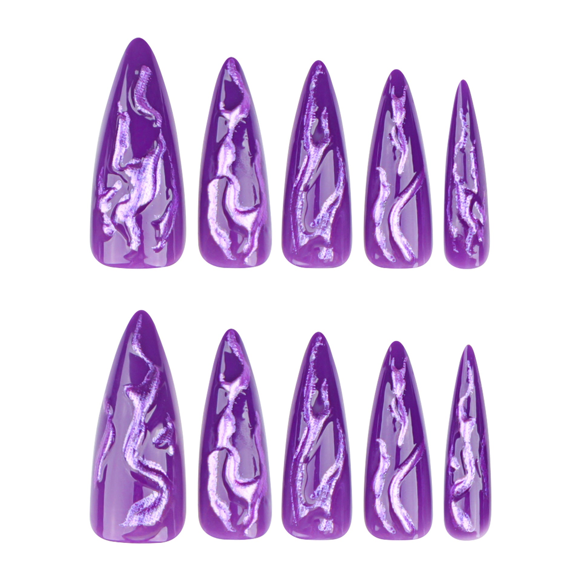 Wholesale 24 Pieces/box Halloween Purple Press-on Nails Kits Nail Stickers ACC-NS-LeFan092