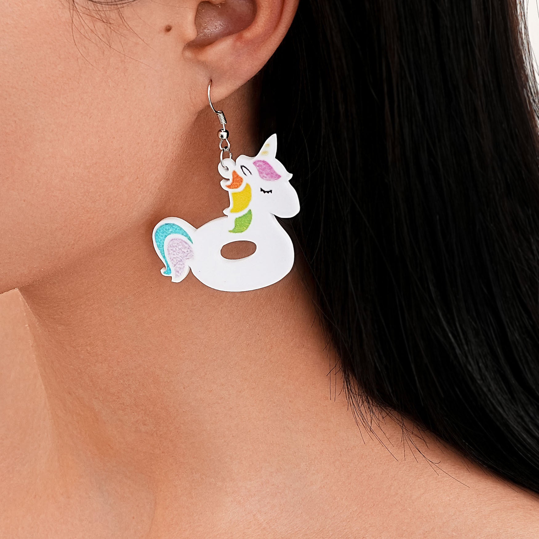 Wholesale luxury rainbow three-dimensional pony acrylic earrings