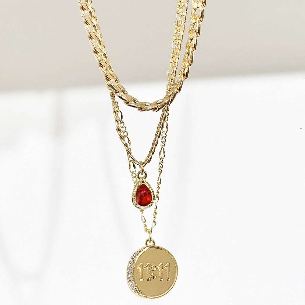 Wholesale Gold Multi-Layer Drop Necklace Stylish Geometric Pendant Jewelry for Boutique Resale