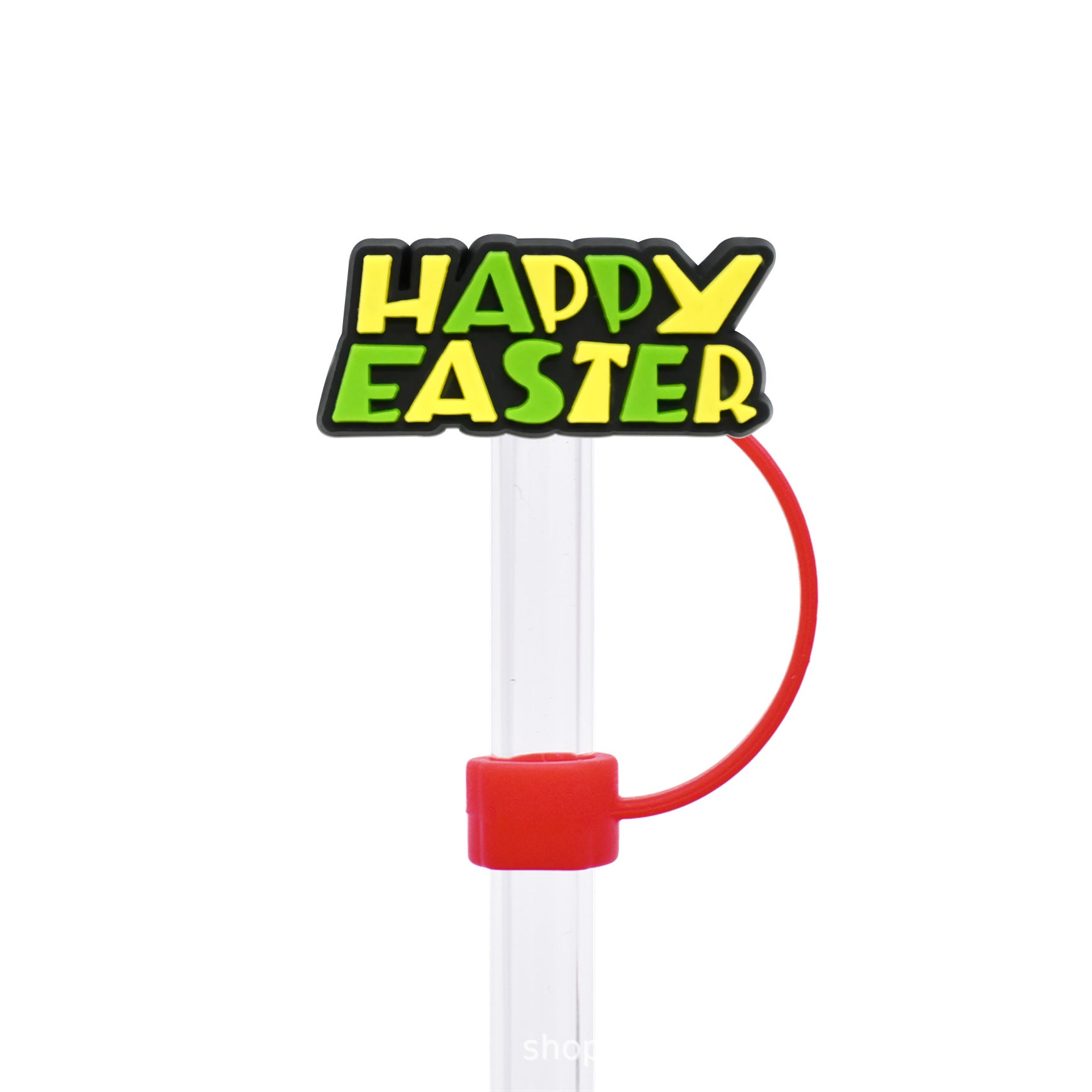 Wholesale Random 50pcs Easter Cute Bunny 10mm PVC Soft Straw Tube Cap