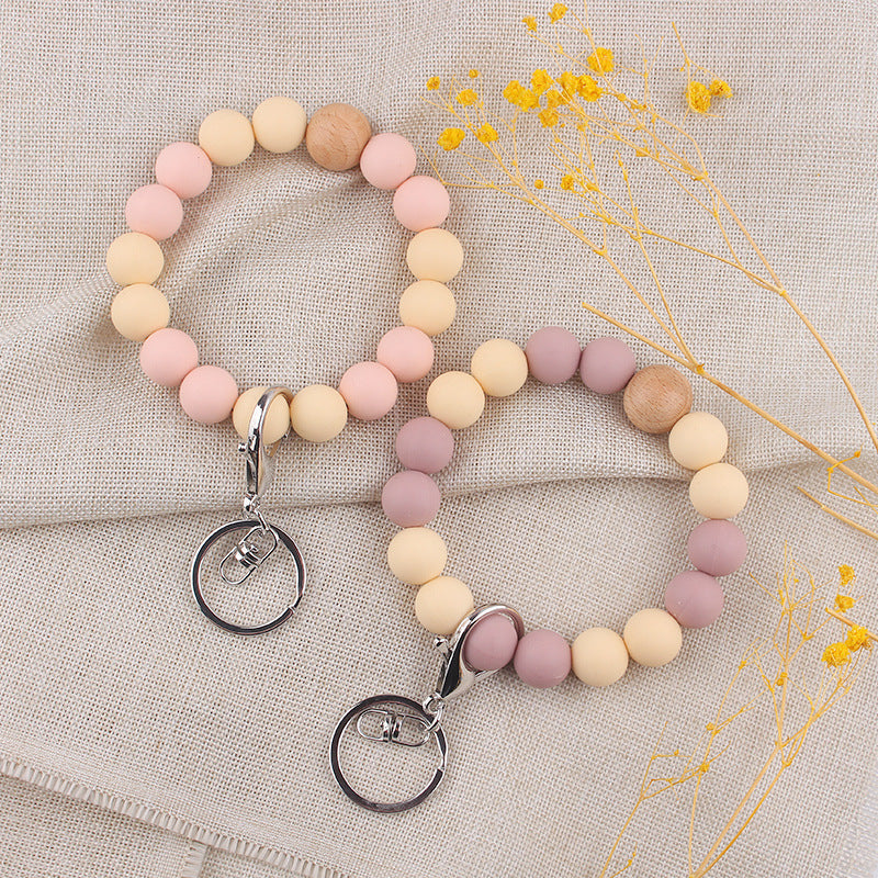 Wholesale Solid Color Silicone Beaded Wrist Keychain ACC-KC-GuangTian062