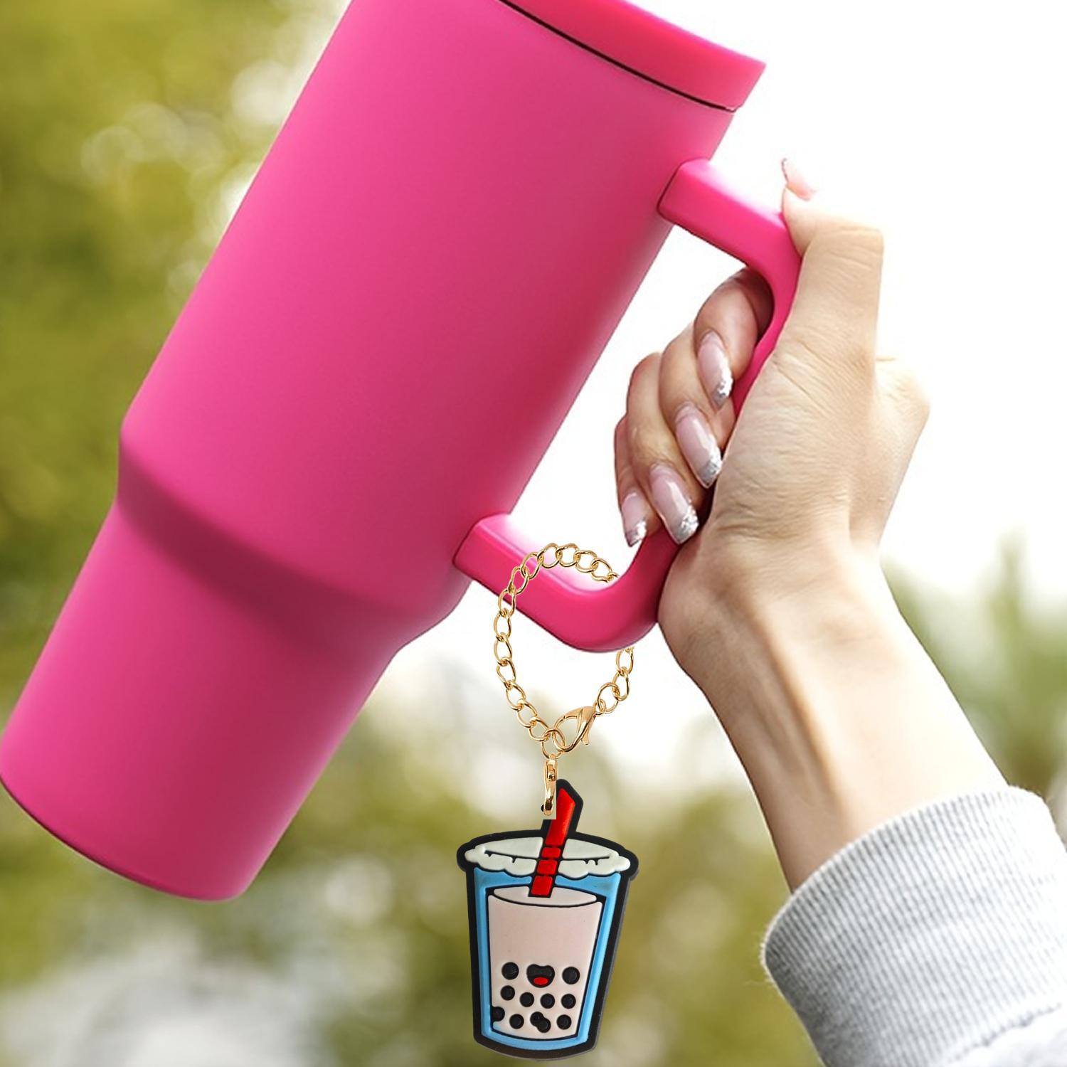 Wholesale Cartoon Milk Tea Cup Soft Rubber Hanging Chain Cup Accessories Chain ACC-CA-XieJi010