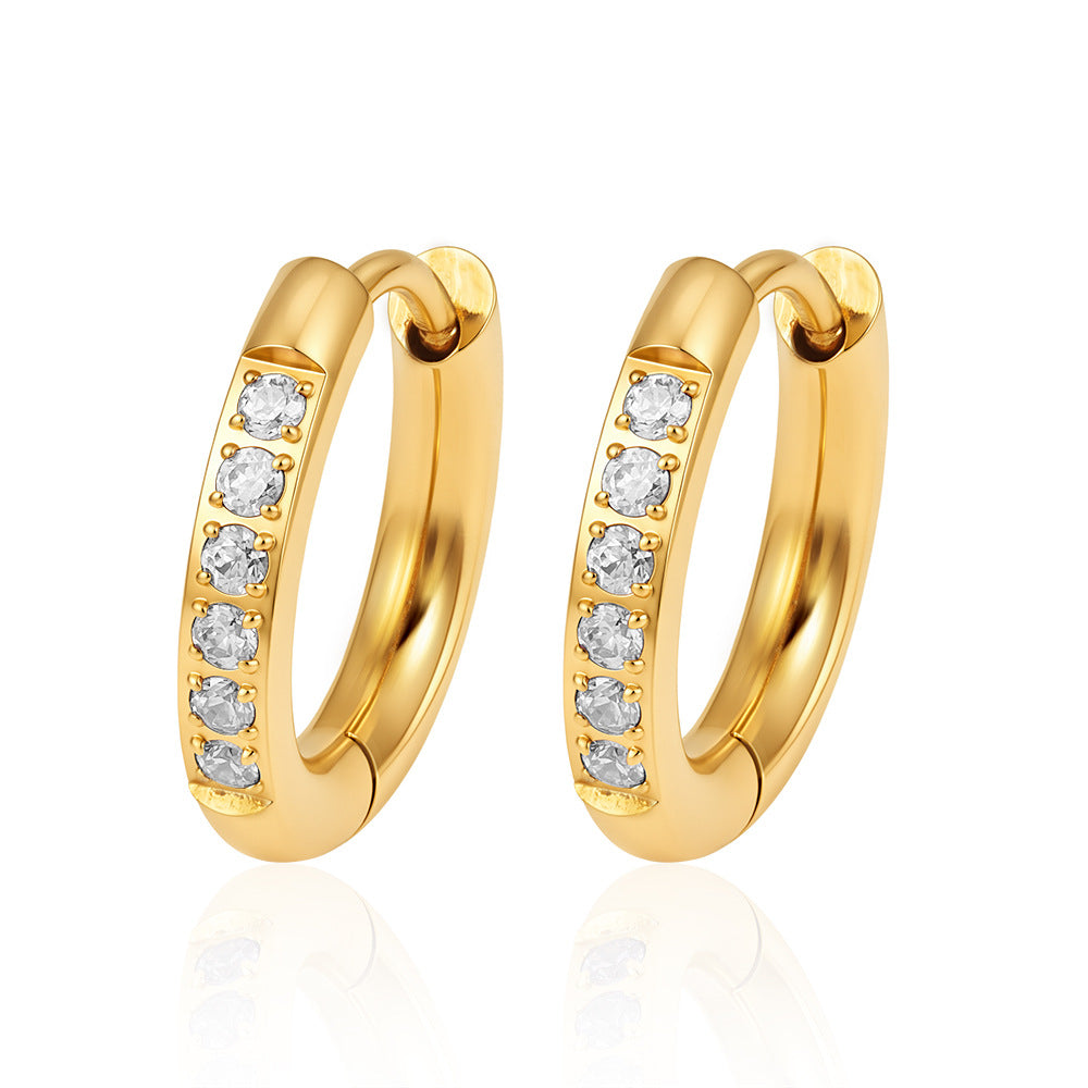 Wholesale Geometric Zircon Earrings,  Stainless Steel 18K Gold Plated,  Fashion Accessory for Women,  Boutique Resale