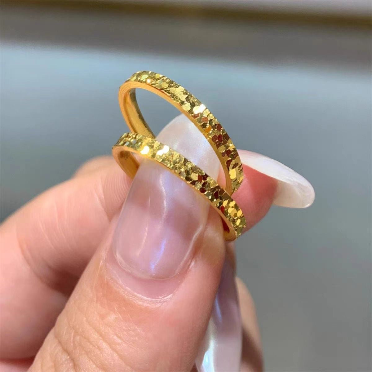 Wholesale Trendy Gold Tone Geometric Starlight Women S Ring Zinc Alloy Fashion Accessory Boutique Resale