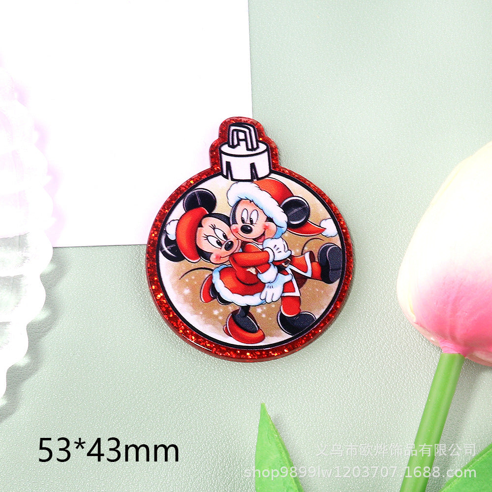 Wholesale 10pcs DIY Flatback Cartoon Christmas Acrylic Flatback Badge Reels Retractable Keychain DIY Accessories