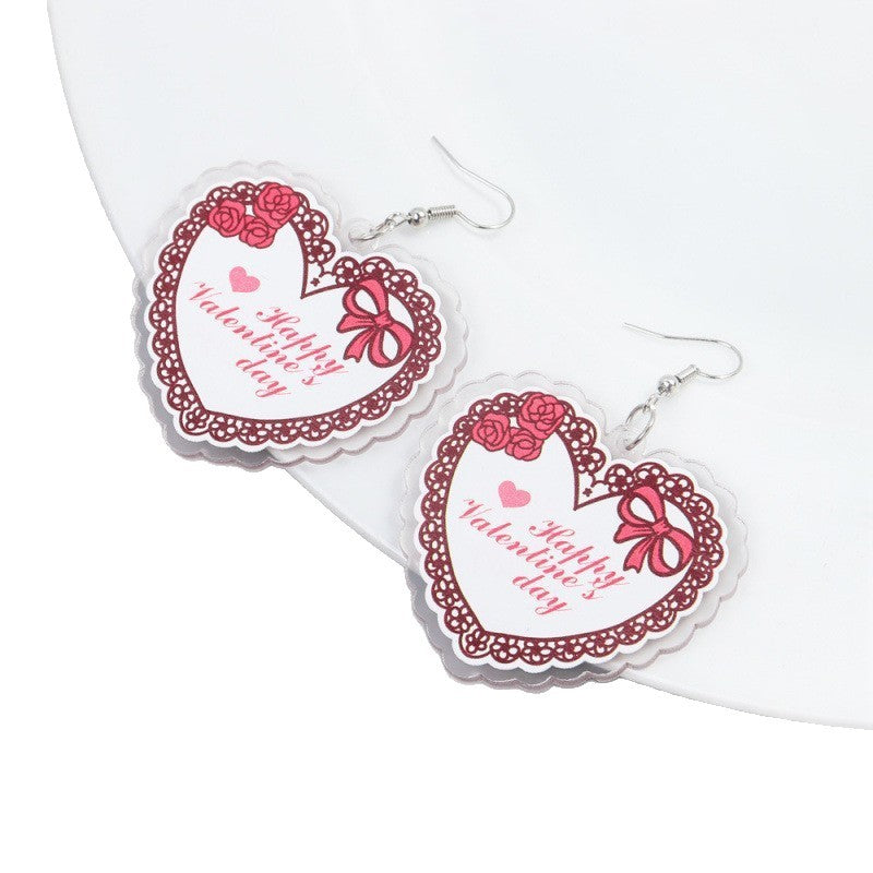 Wholesale Valentine' s Day Acrylic Heart Letter Earrings