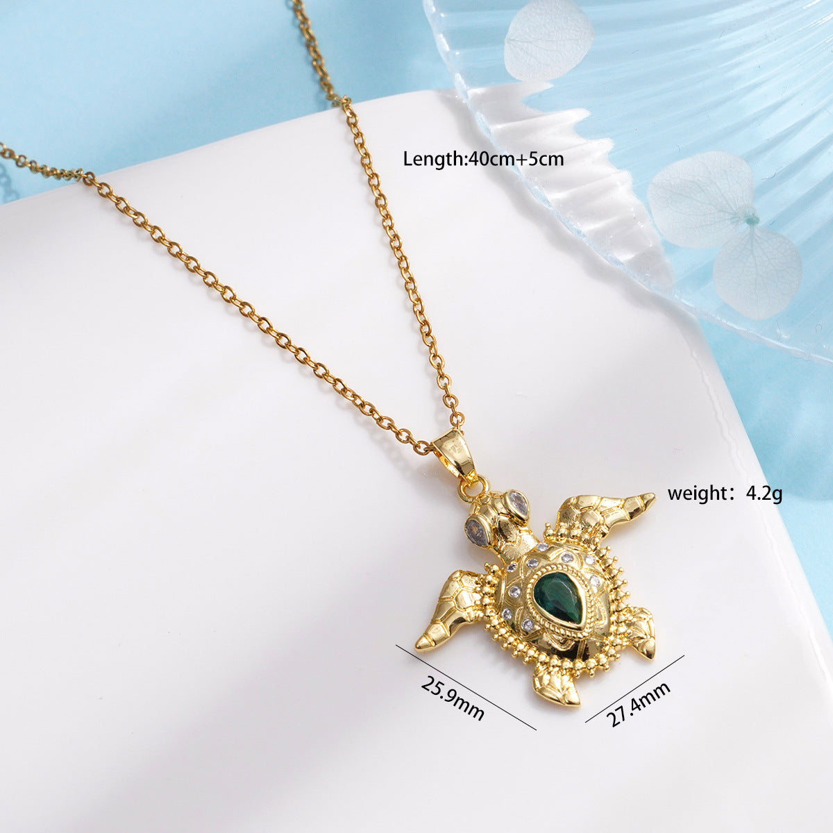 Wholesale  copper gold-plated zircon marine turtle titanium steel necklace
