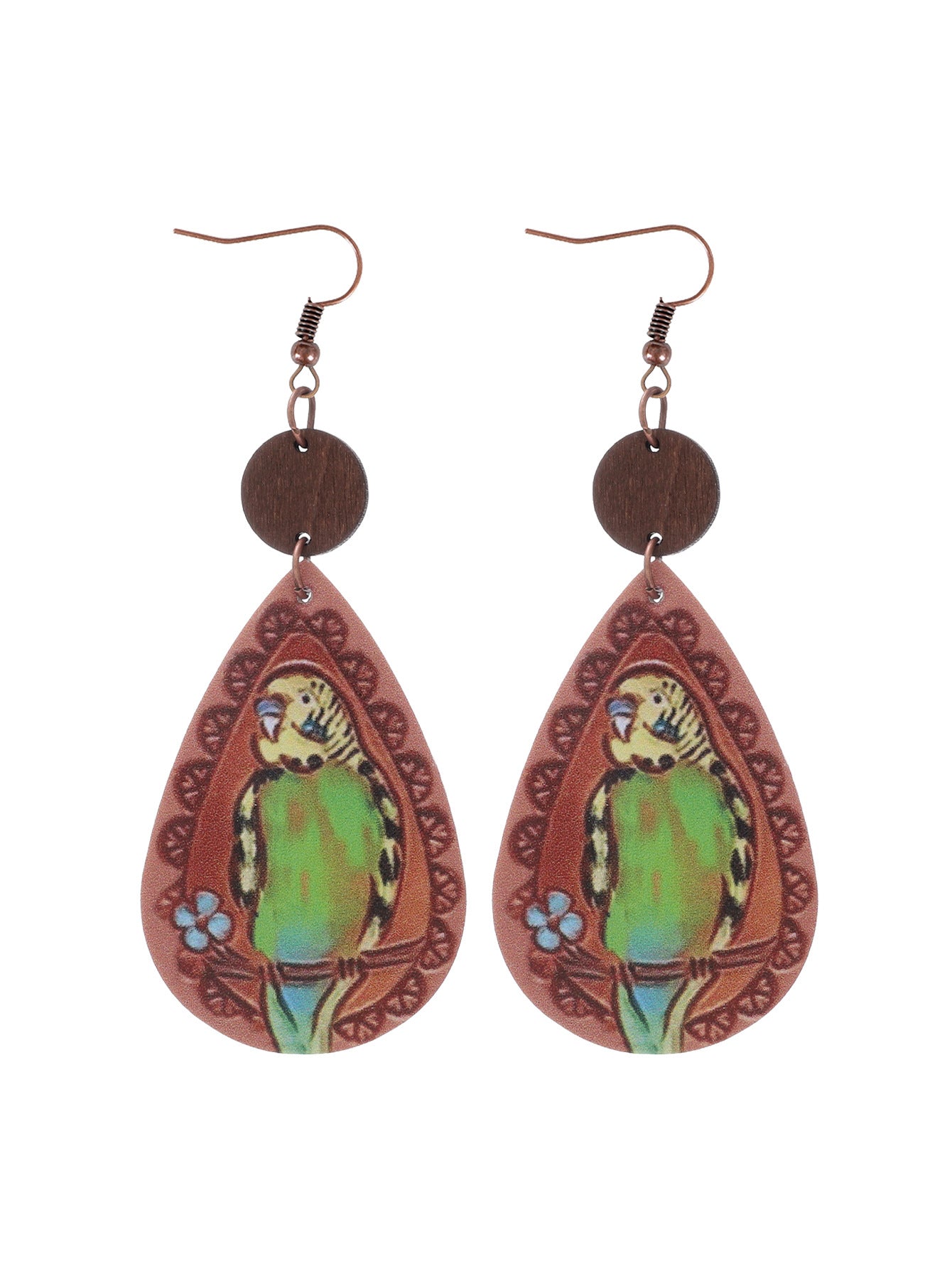 Wholesale  Irregular Graphic Cactus Pattern Leather Earrings