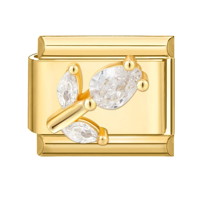 Wholesale Italian Charm Bracelet 9mm DIY Gold Bottom  Creative Stainless Steel Composable Bracelet