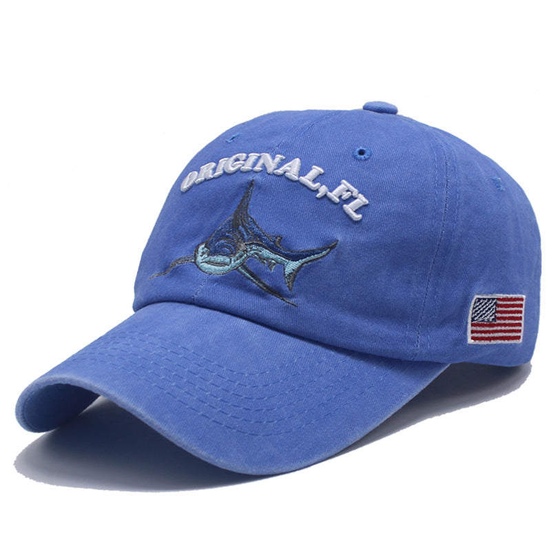 Wholesale  Washed Old Baseball Cap Letter Shark Baseball Cap