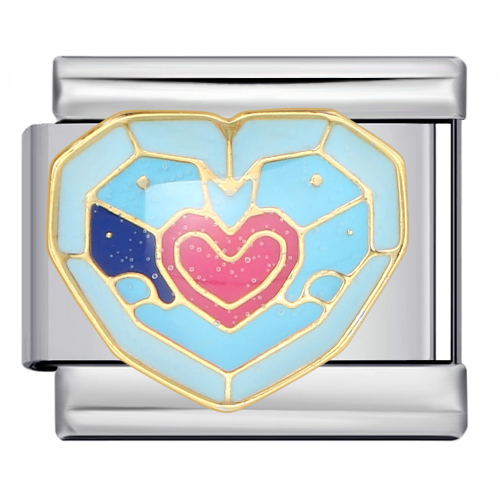 Wholesale Italian Charm Bracelet 9mm DIY Splicing Removable Colored Heart Stainless Steel Composable Bracelet