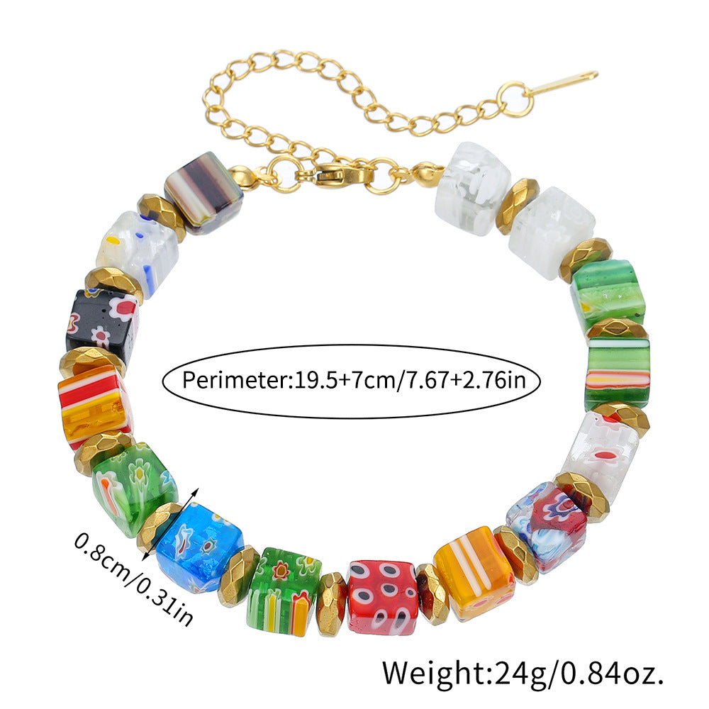 Wholesale flower glass beads bracelet