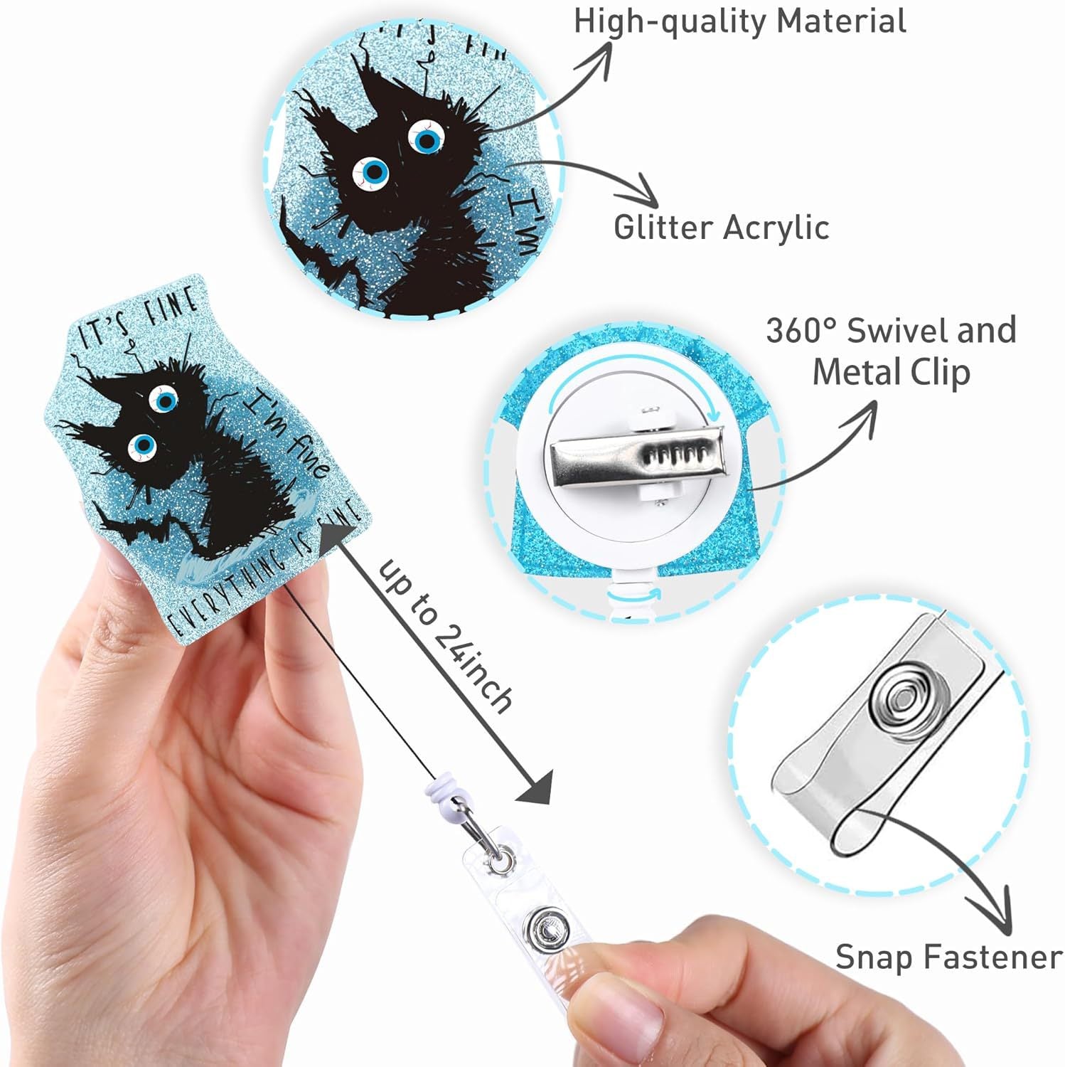 Wholesale Coffee Cup Glitter Acrylic Retractable Badge Reels Keychains ACC-KC-ChiHai019