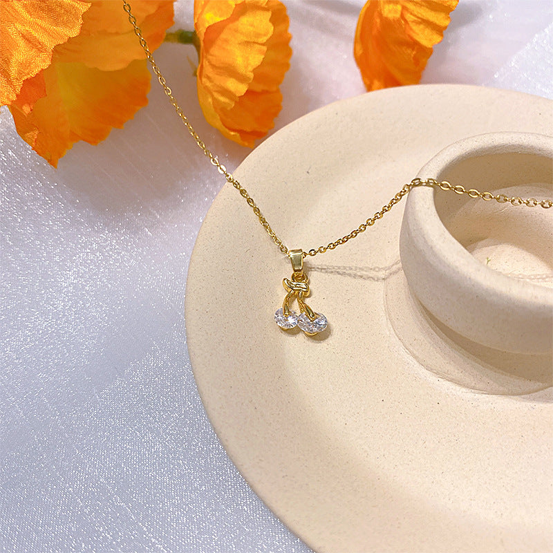 Wholesale Electroplated Titanium Steel Necklace Micro-embedded Clavicle Chain Choker Necklace ACC-NE-Xiyue003