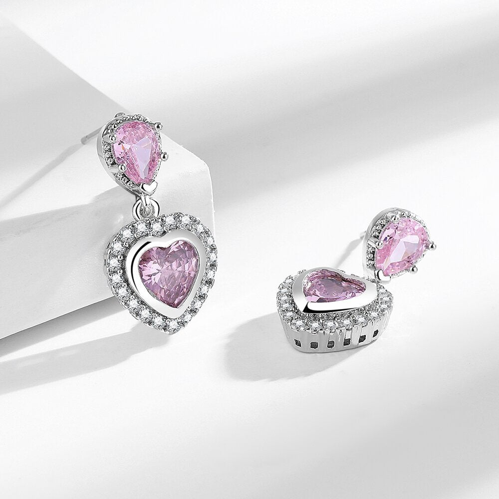 Wholesale Pink Diamond Love Copper Earrings ACC-ES-BLX002