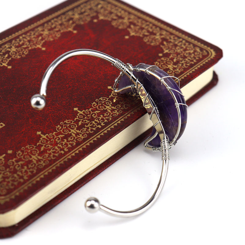 Wholesale Handmade Silver Wound Tree of Life Natural Stone Moon Bracelet Lucky Tree Bracelet ACC-BT-HanX004