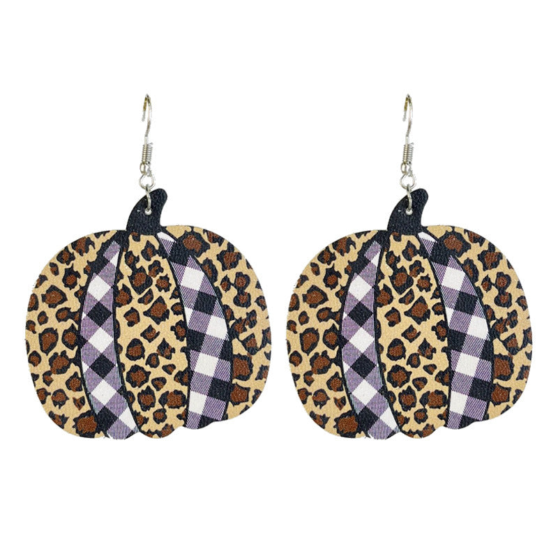 Wholesale 2 Pairs/pack Halloween Thanksgiving Day Aztec Pumpkin Wood Earrings ACC-ES-HY140