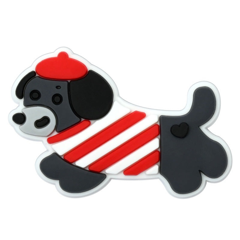 Wholesale   Random 100pcs Cartoon dachshund PVC Soft Rubber Shoe Buckle Decoration