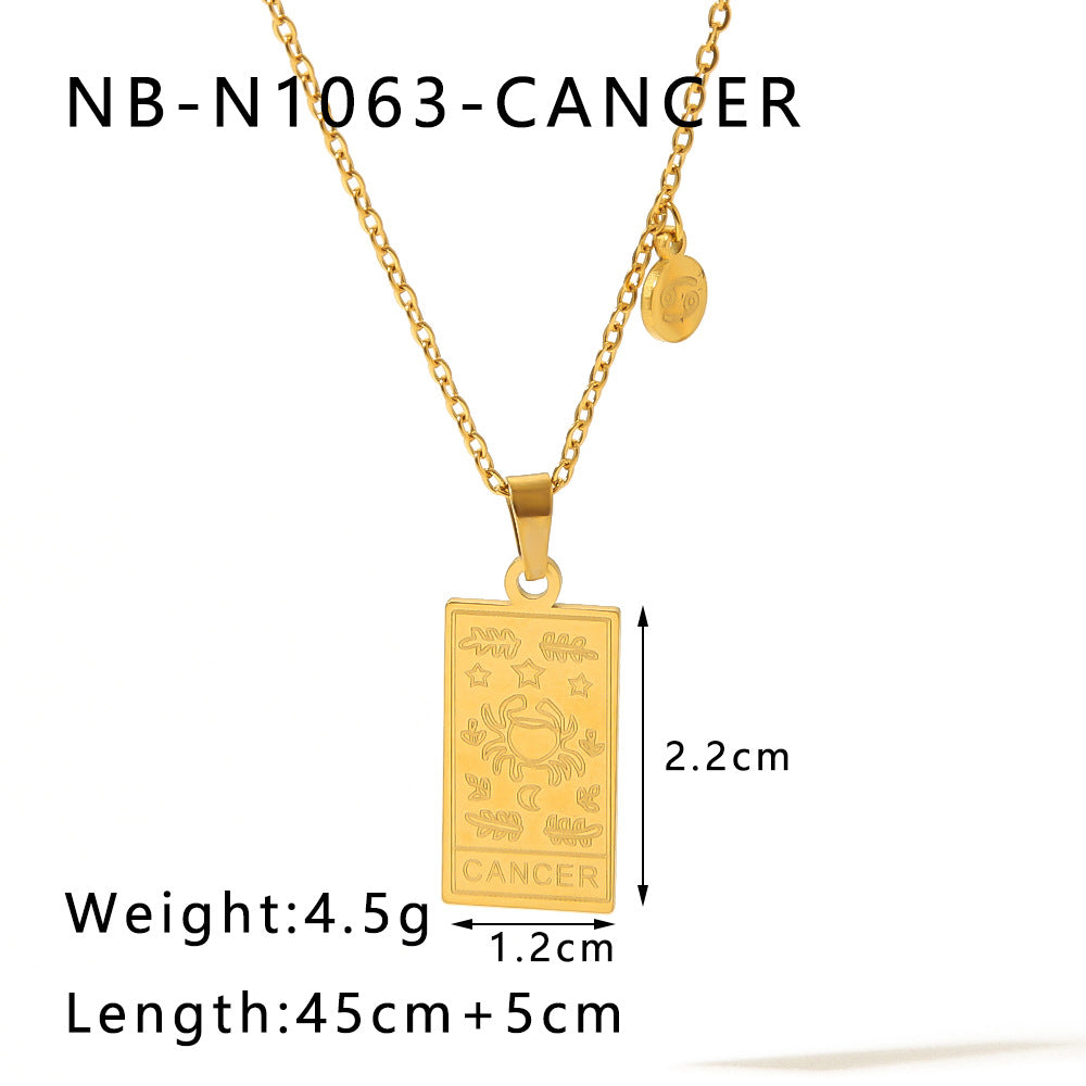 Wholesale Stainless Steel Zodiac Sign 18k Gold Plated Titanium Steel Clavicle Chain Choker Necklace ACC-NE-Xiny002