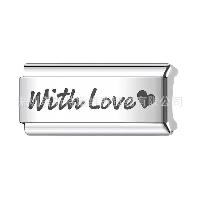 Wholesale   Italian Charm Bracelet 9mm DIY Home Laser Engraving Long Series Creative Stainless Steel Composable Bracelet