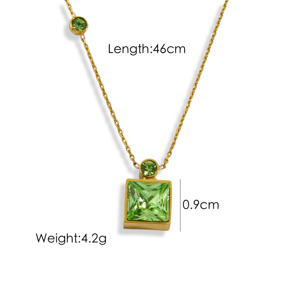 Wholesale  color square diamond Stainless steel necklace
